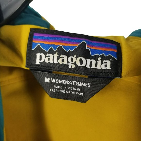 Patagonia Womens M Medium Teal Nano Air Hoody Jacket Coat Yellow Lining Quilted - Picture 12 of 12